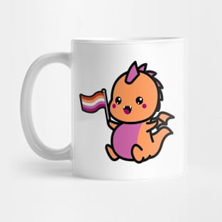 Cute Lesbian Dragon Holding Flag Mug